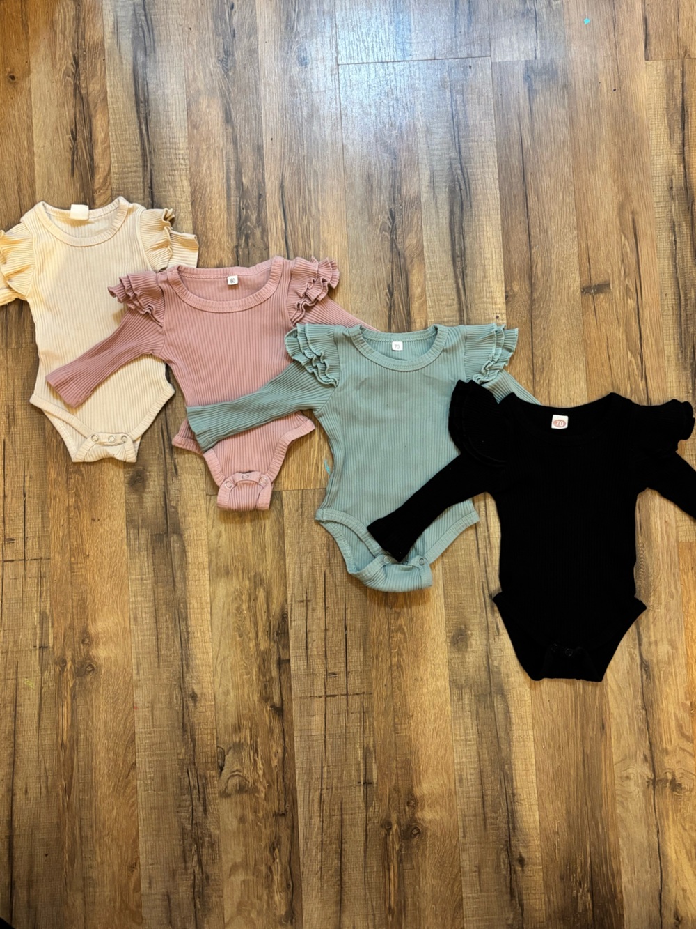 Ribbed Baby Girl Ruffle Bodysuit Set 0-6months
